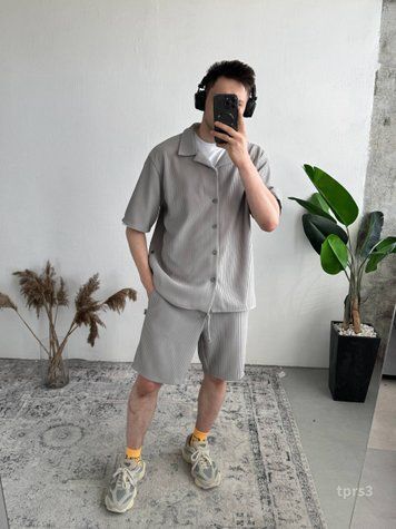 Літній комплект із сорочкою на ґудзиках та шортами чоловічий tprs3-s фото